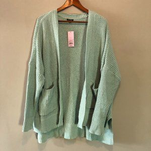 Wild Fable Long Sleeve Open Front Loose Knit Cardigan w/ Pockets Green Large NEW